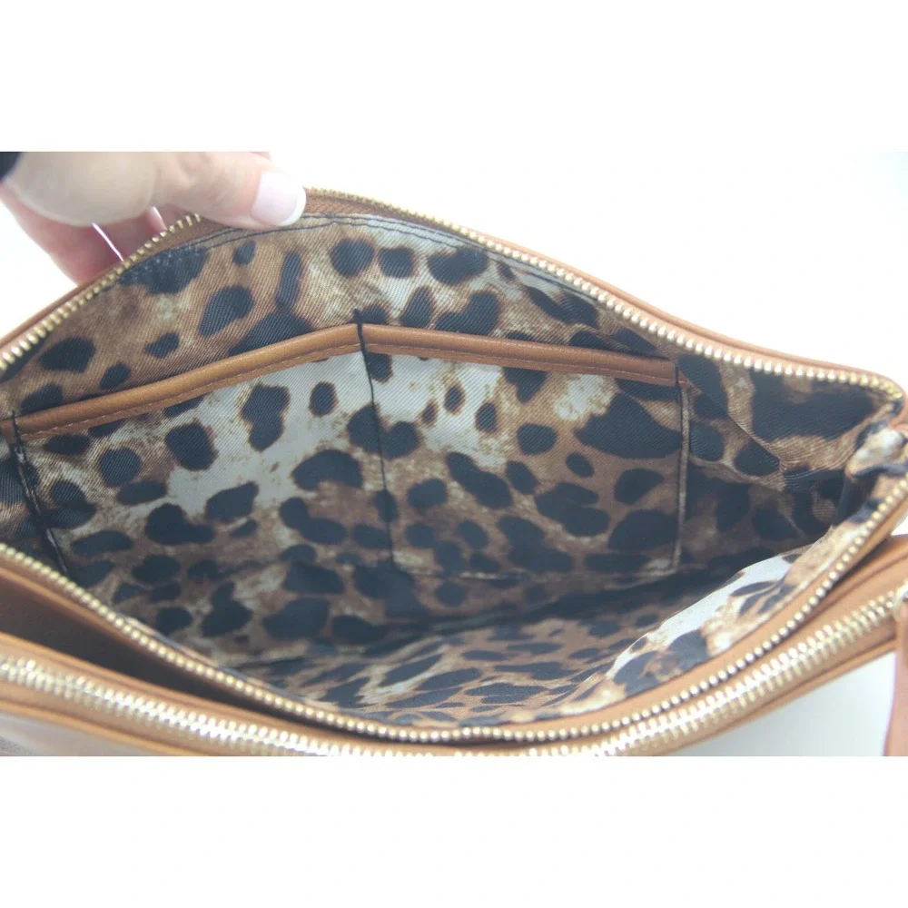 Chico's Women's Jamie Clutch Brown Zipper Purse w/ Gold Groments NWT $99